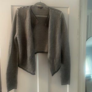 Express sweater cardigan. Size large. Grey and white.